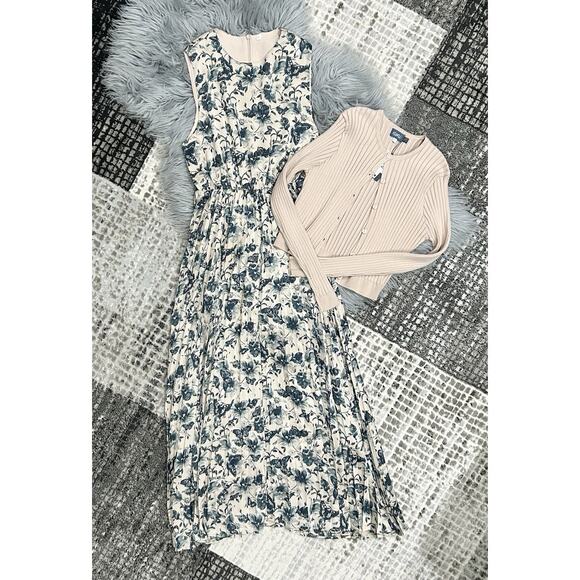 NONI 2pc Floral Printed Pleated Dress/Sweater Set Size Small Teen (MSRP $139.95) - Picture 3 of 8